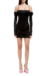 Pleated Lotus short dress - Black