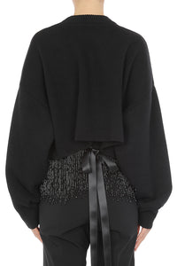 Pull orné avec nœud en laine et soie - Black
