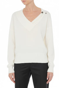 Pull à col v en cachemire - Ivory