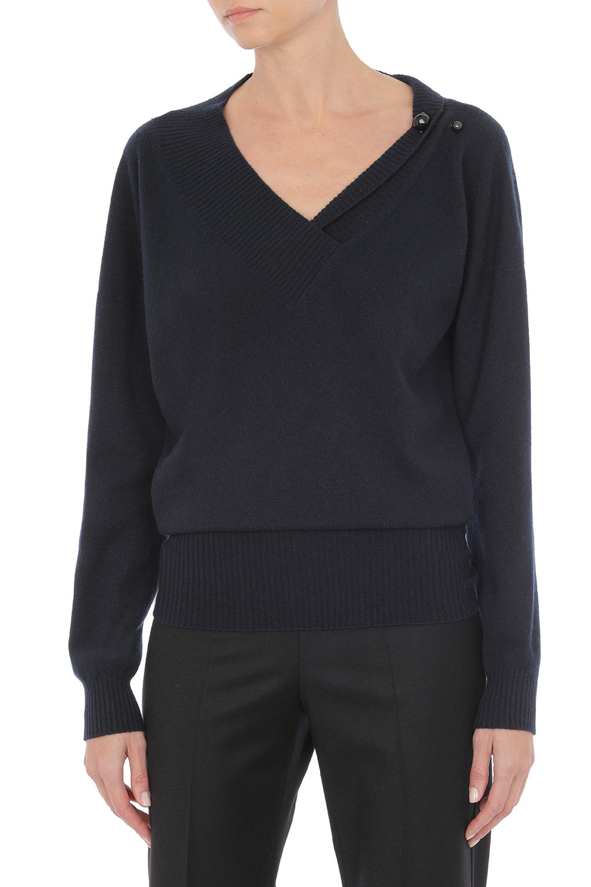Pull à col v en cachemire - Black