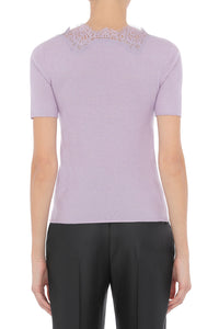 Top à dentelle en laine et soie - Purple