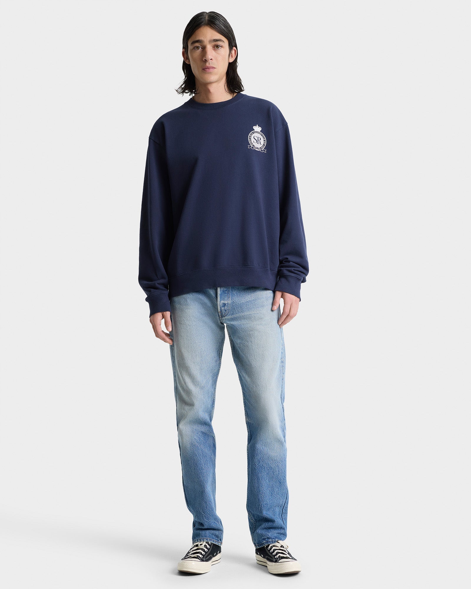 Royal Club Crewneck - Navy & White