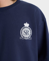 Royal Club Crewneck - Navy & White