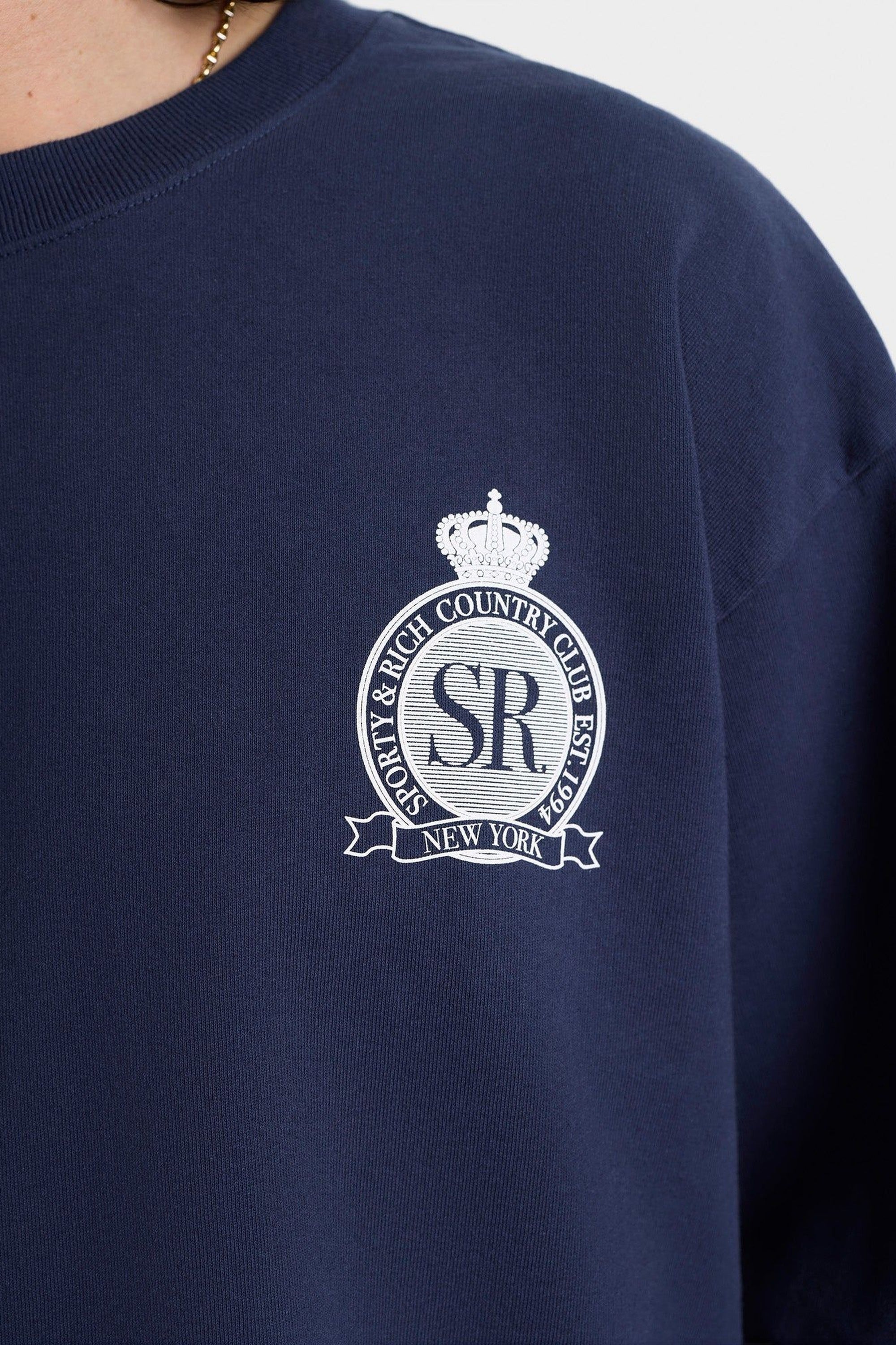 Royal Club Crewneck - Navy & White