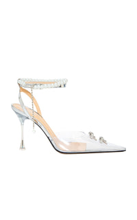 Matilda 100 strappy pumps with pearls and rhinestones - Clear