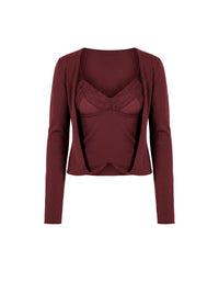 Cardigan ouvert sur le devant en laine - Red