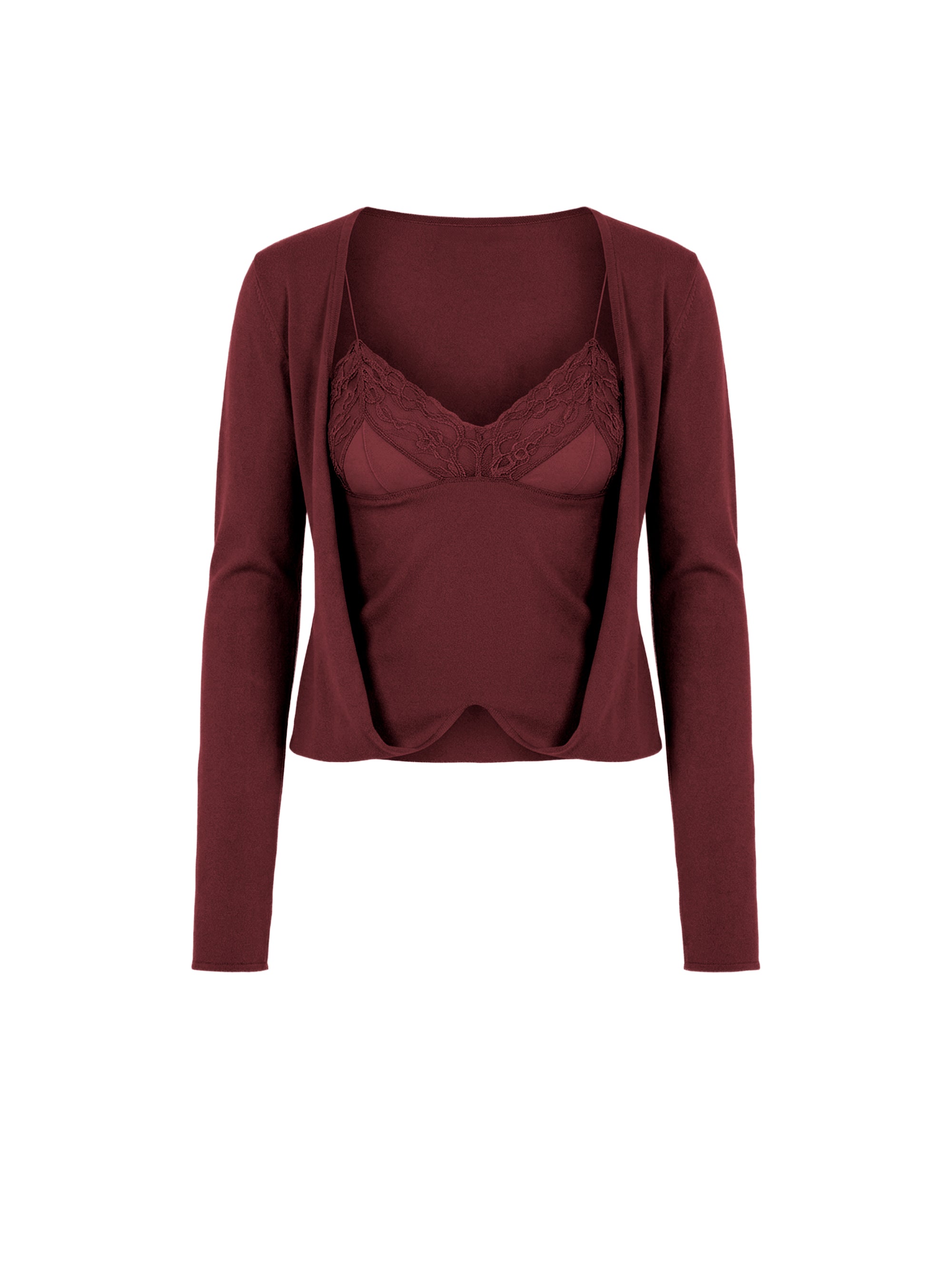 Cardigan ouvert sur le devant en laine - Red