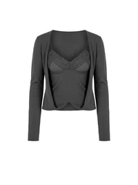 Cardigan ouvert sur le devant en laine - Grey