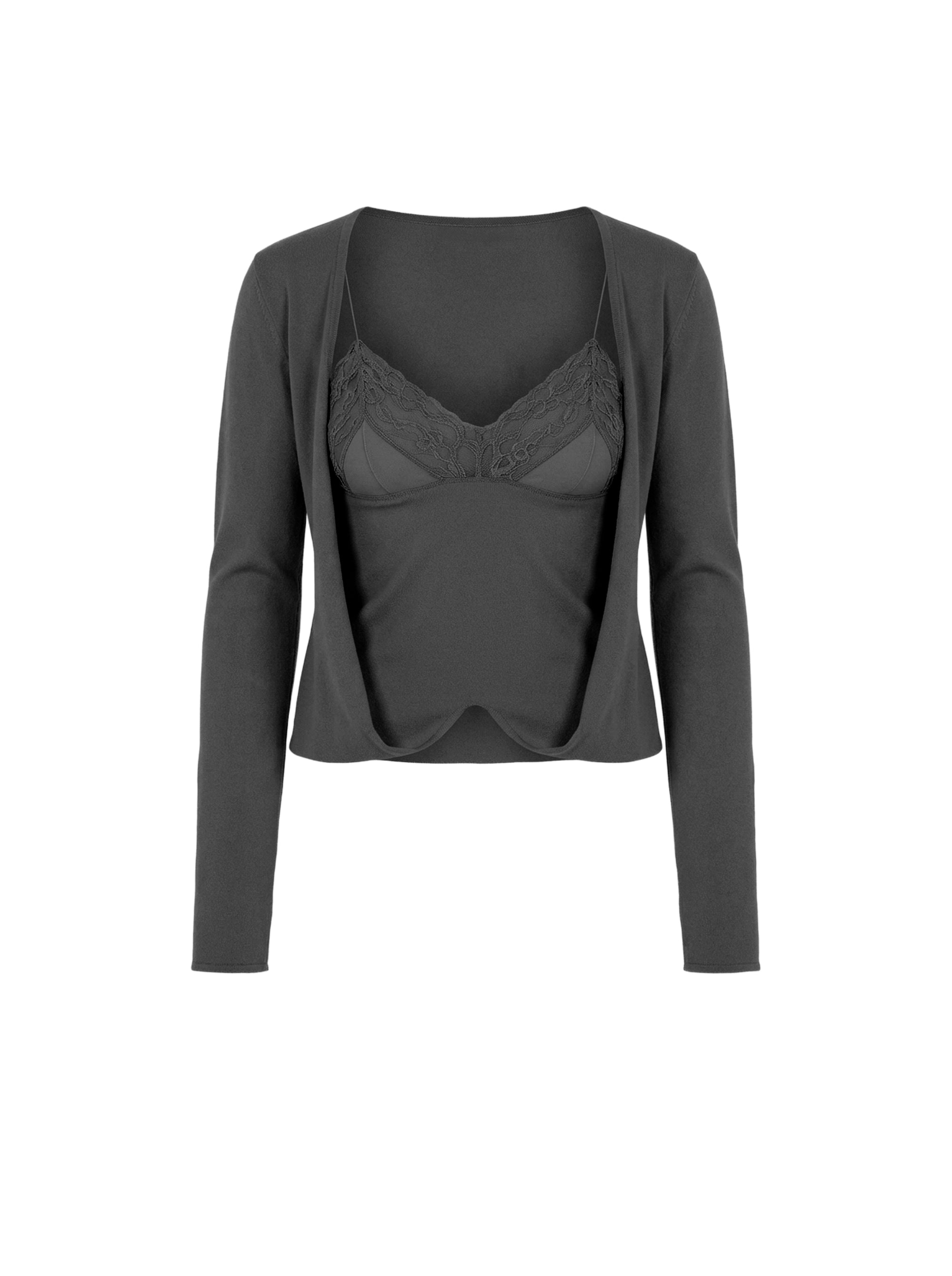 Cardigan ouvert sur le devant en laine - Grey