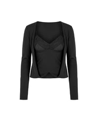 Cardigan ouvert sur le devant en laine - Black