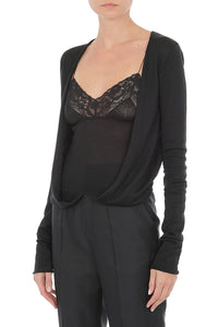 Cardigan ouvert sur le devant en laine - Black