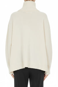 Pull col roulé en laine et soie - Ivory