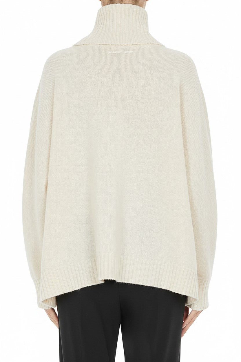 Pull col roulé en laine et soie - Ivory