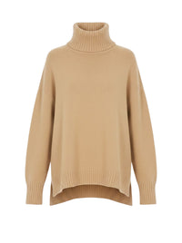 Pull col roulé en laine et soie - Brown & Yellow