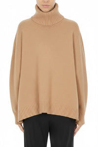 Pull col roulé en laine et soie - Brown & Yellow