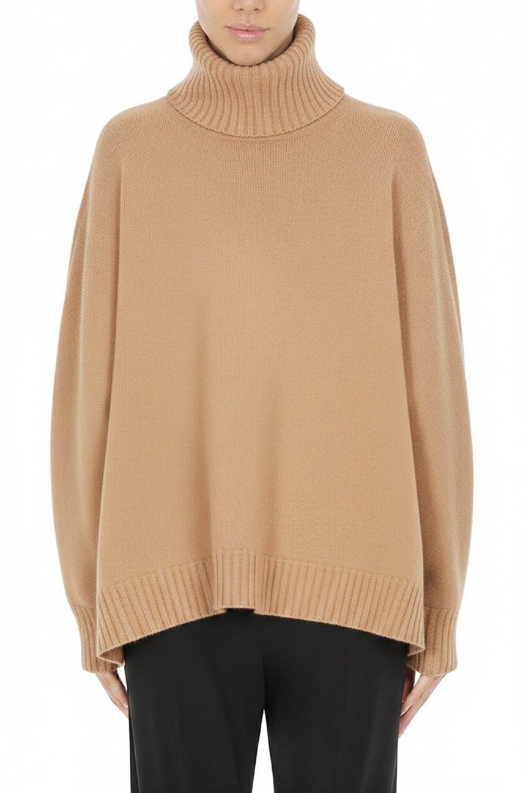 Pull col roulé en laine et soie - Brown & Yellow
