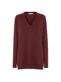 Pull avec à manches cape et col en v en laine - Brown