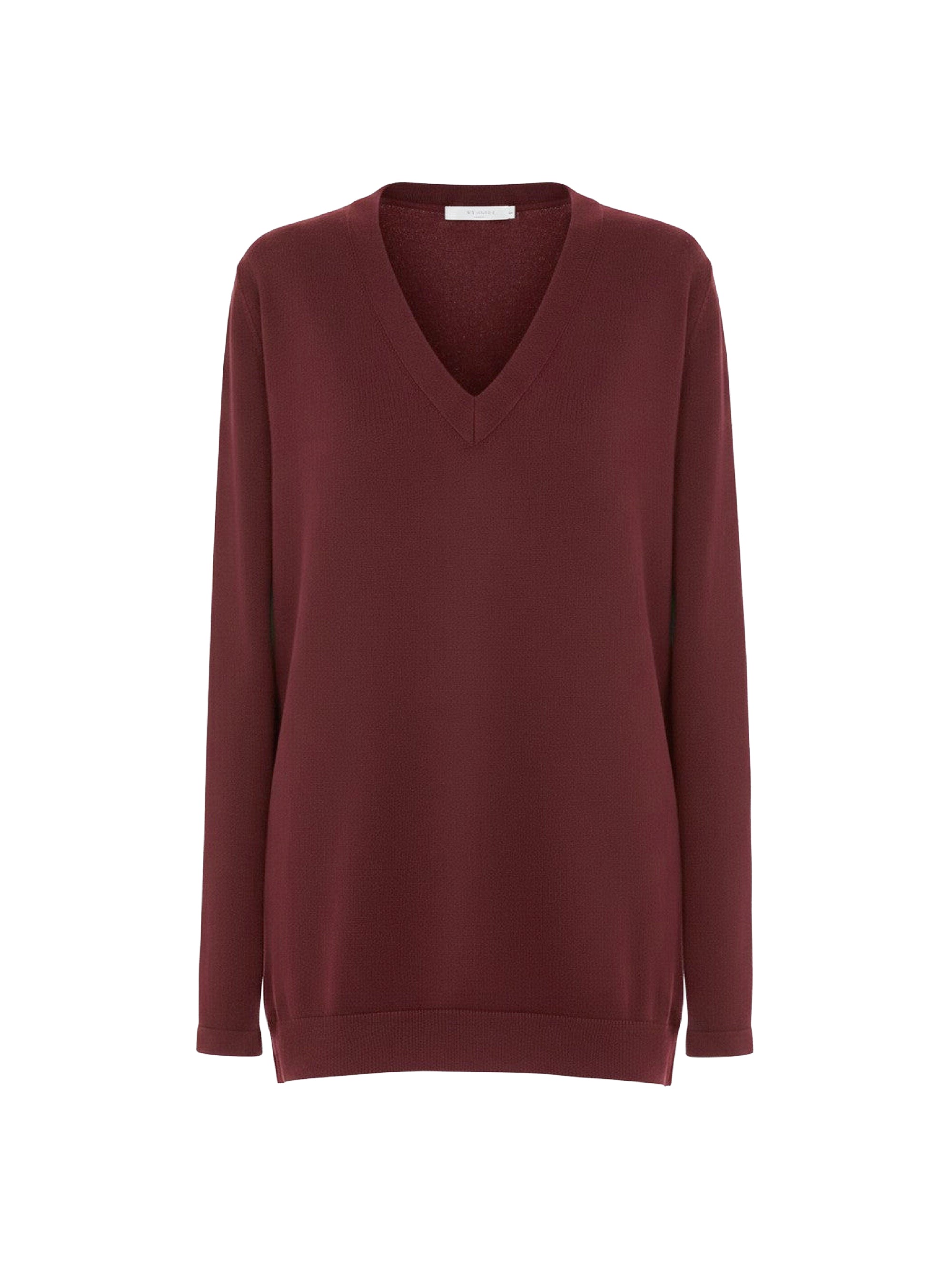 Pull avec à manches cape et col en v en laine - Brown