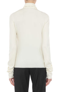 Pull drapé asymétrique en laine - White