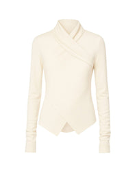Pull drapé asymétrique en laine - White