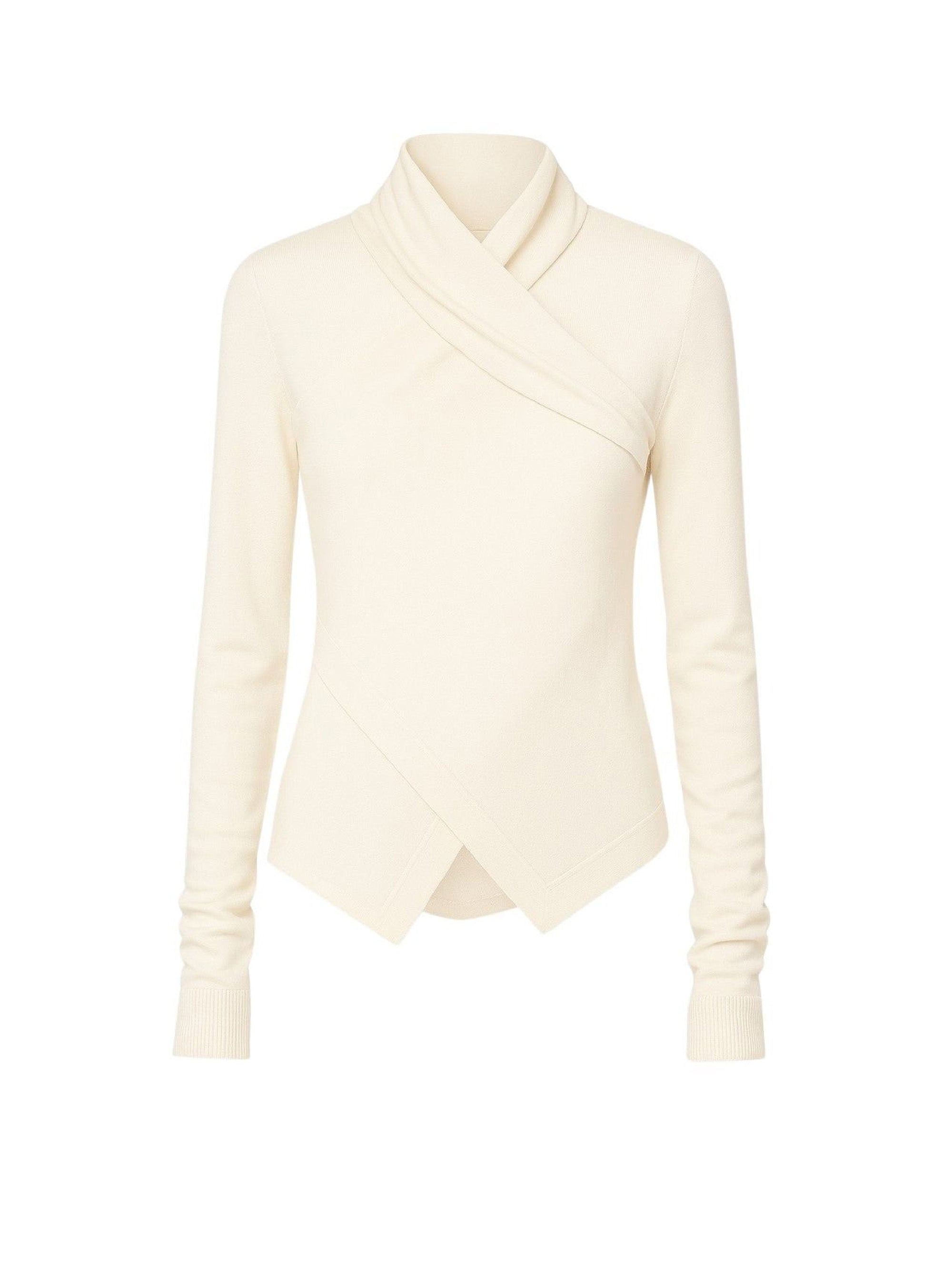 Pull drapé asymétrique en laine - White