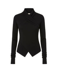 Pull drapé asymétrique en laine - Black
