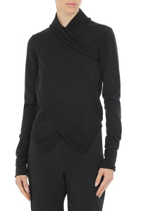 Pull drapé asymétrique en laine - Black