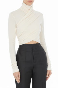 Pull croisé en laine - White