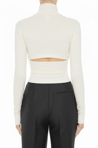 Pull croisé en laine - White