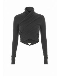 Pull croisé en laine - Dark Grey