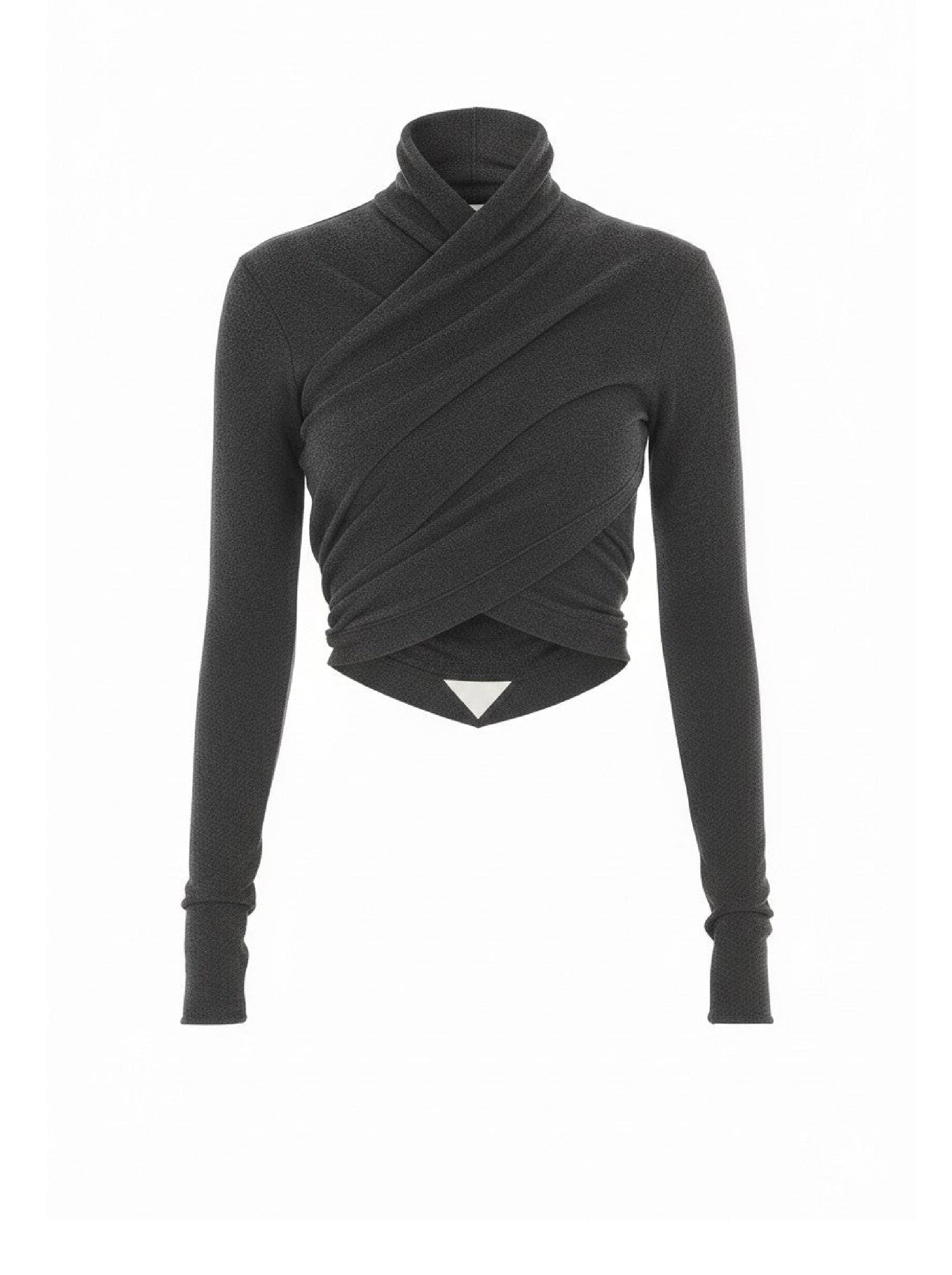 Pull croisé en laine - Dark Grey