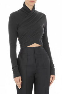 Pull croisé en laine - Dark Grey