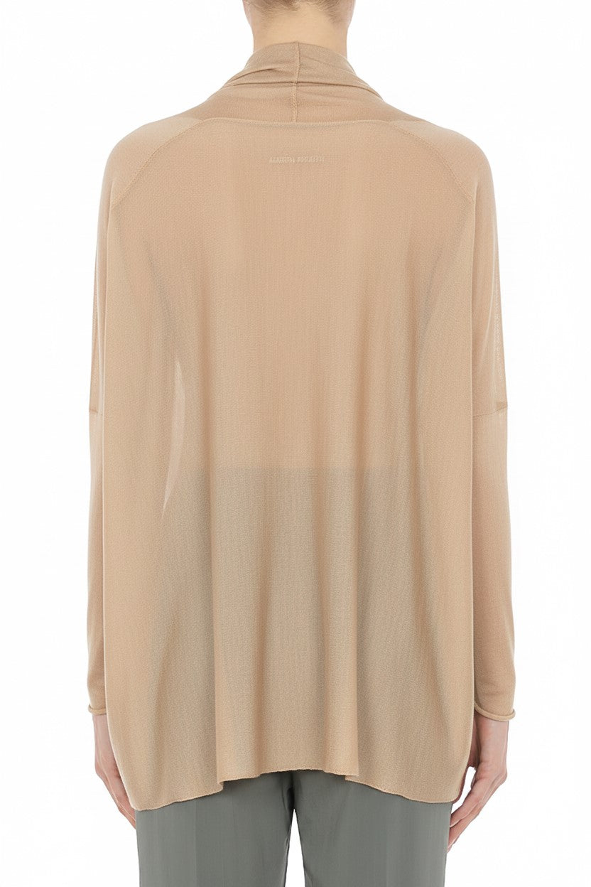 Open-front wool cardigan - Beige