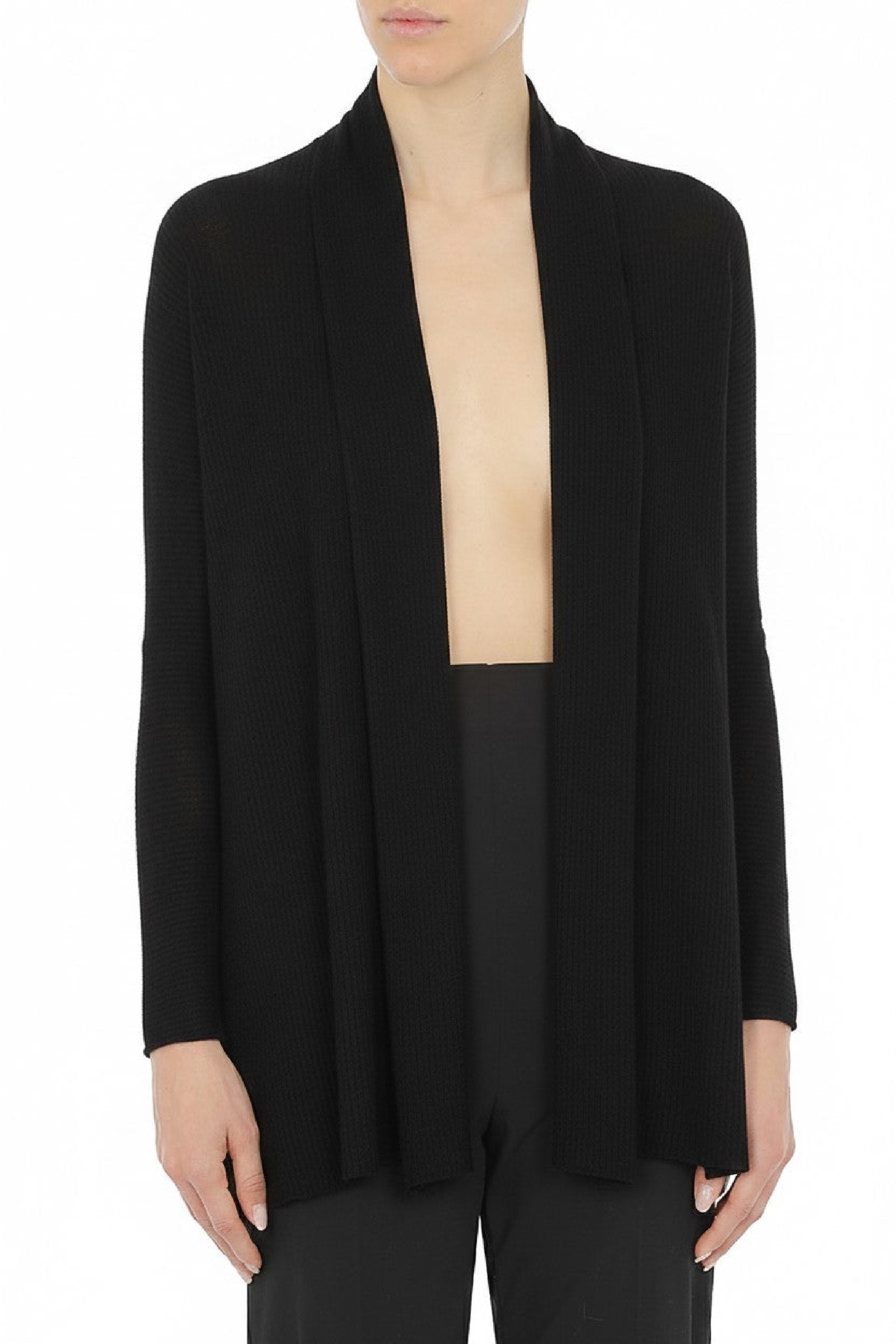 Cardigan ouvert sur le devant en laine - Black