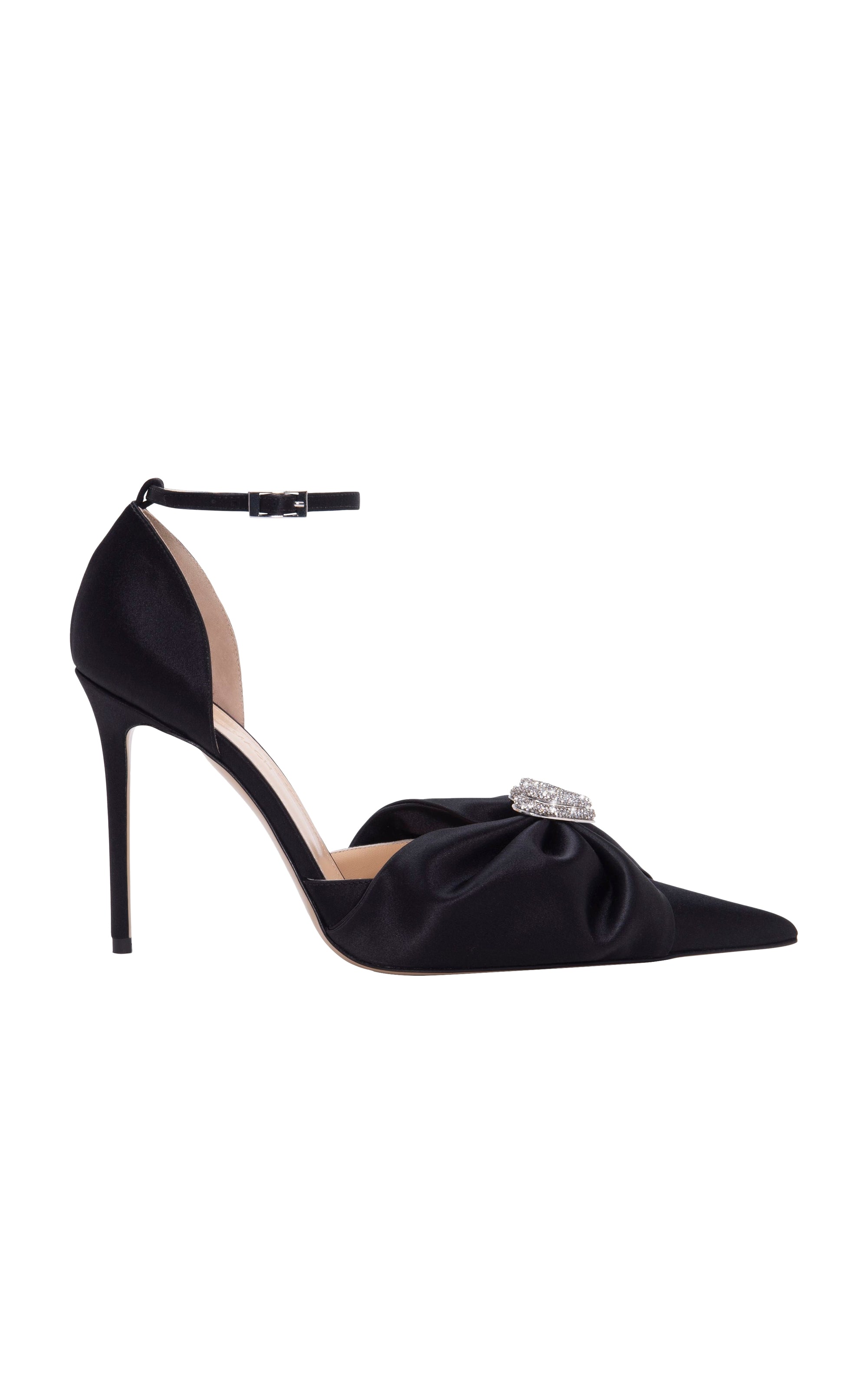 Double Heart 110 strappy pumps in silk & strass - Black