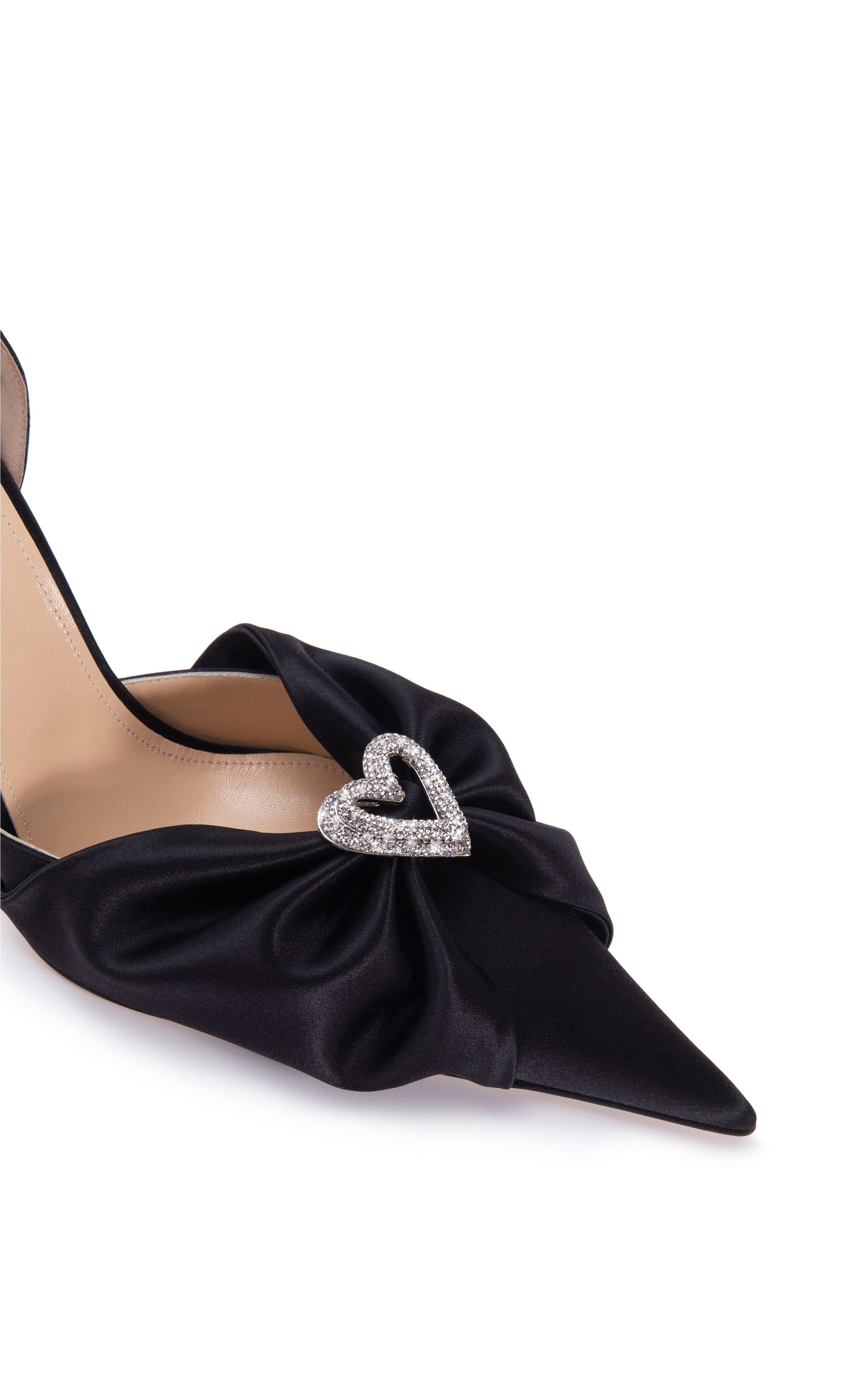 Double Heart 110 strappy pumps in silk & strass - Black