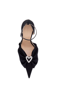 Double Heart 110 strappy pumps in silk & strass - Black