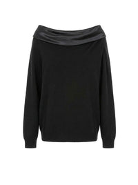 Pull en maille à épaules dégagées en laine - Black