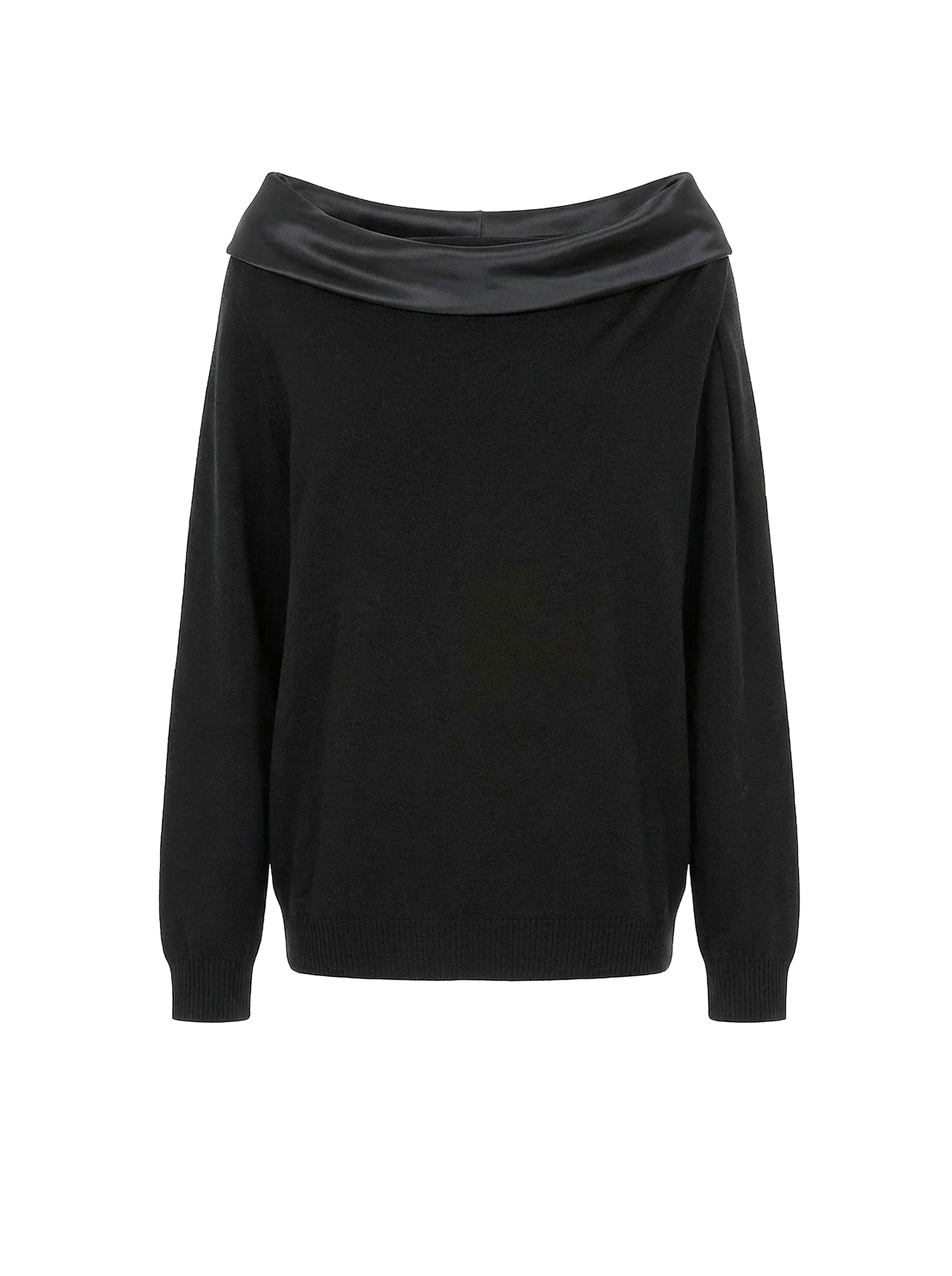 Pull en maille à épaules dégagées en laine - Black