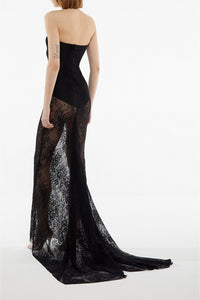 Black // Laize stretch lace long dress
