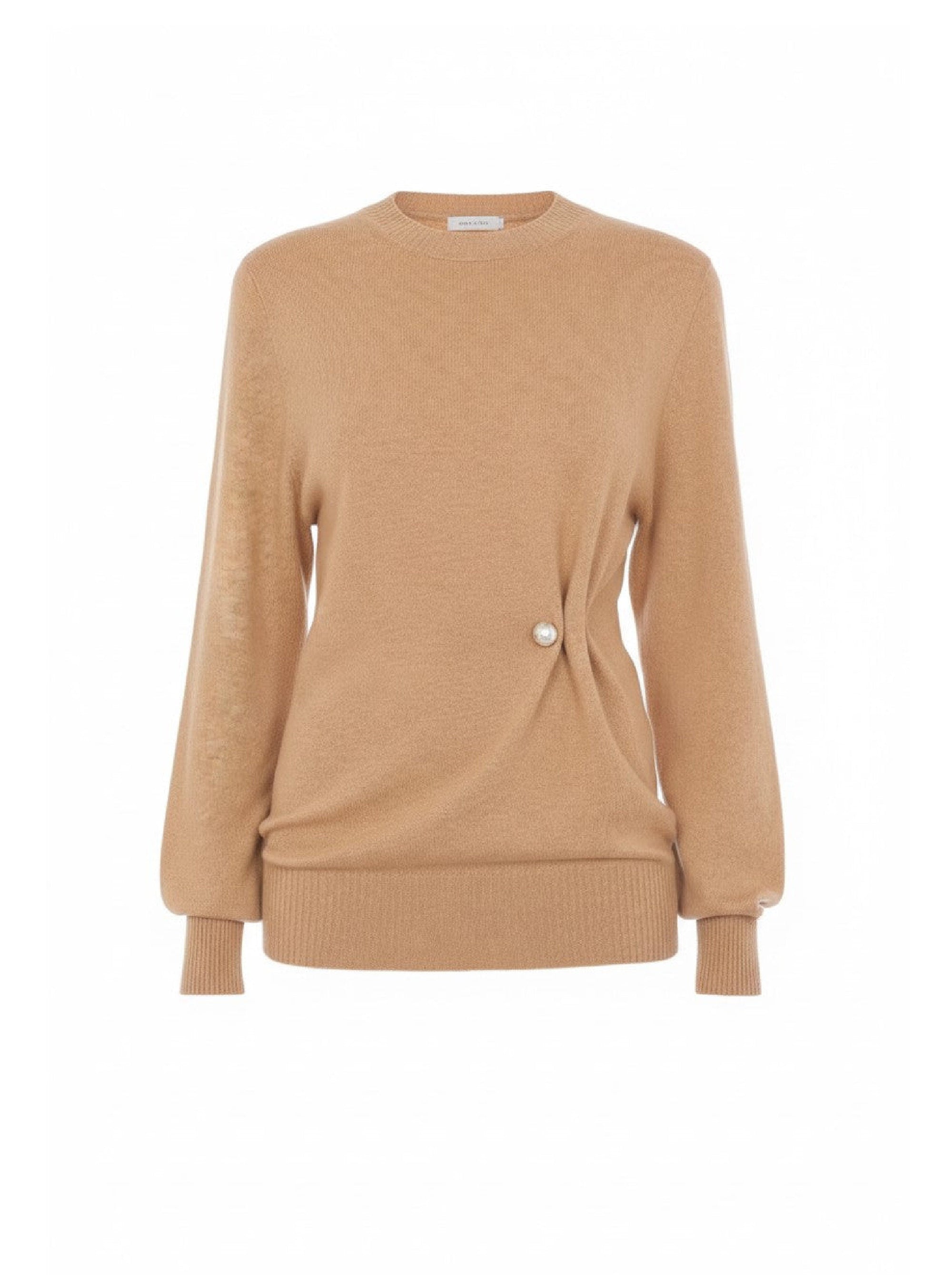 Pull avec détail drapé asymétrique - Brown & Yellow