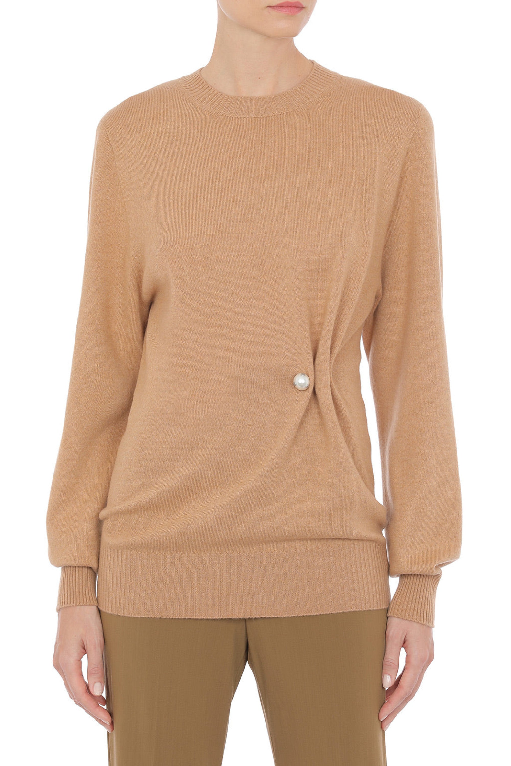 Pull avec détail drapé asymétrique - Brown & Yellow