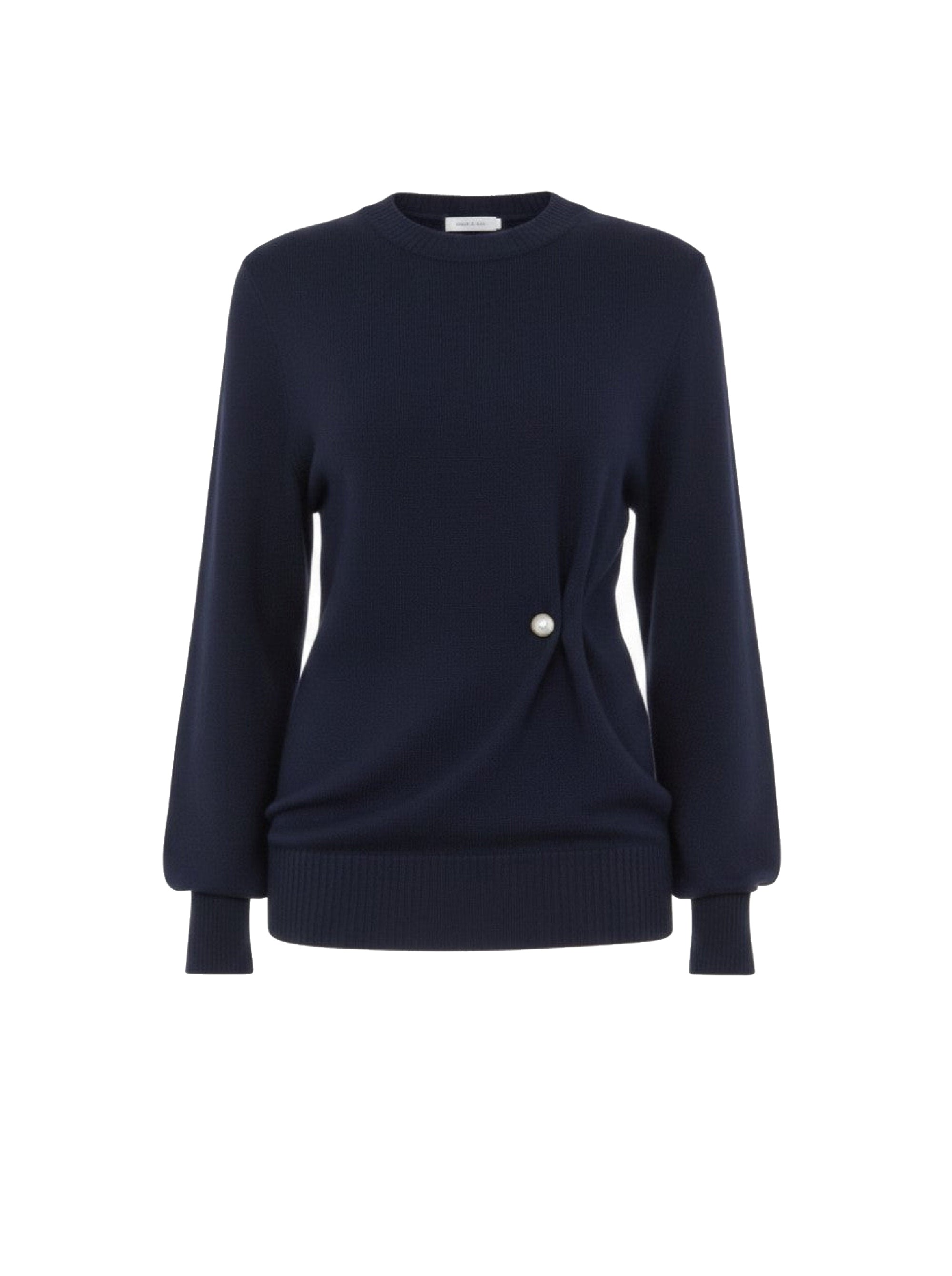 Pull avec détail drapé asymétrique en cachemire - Blue