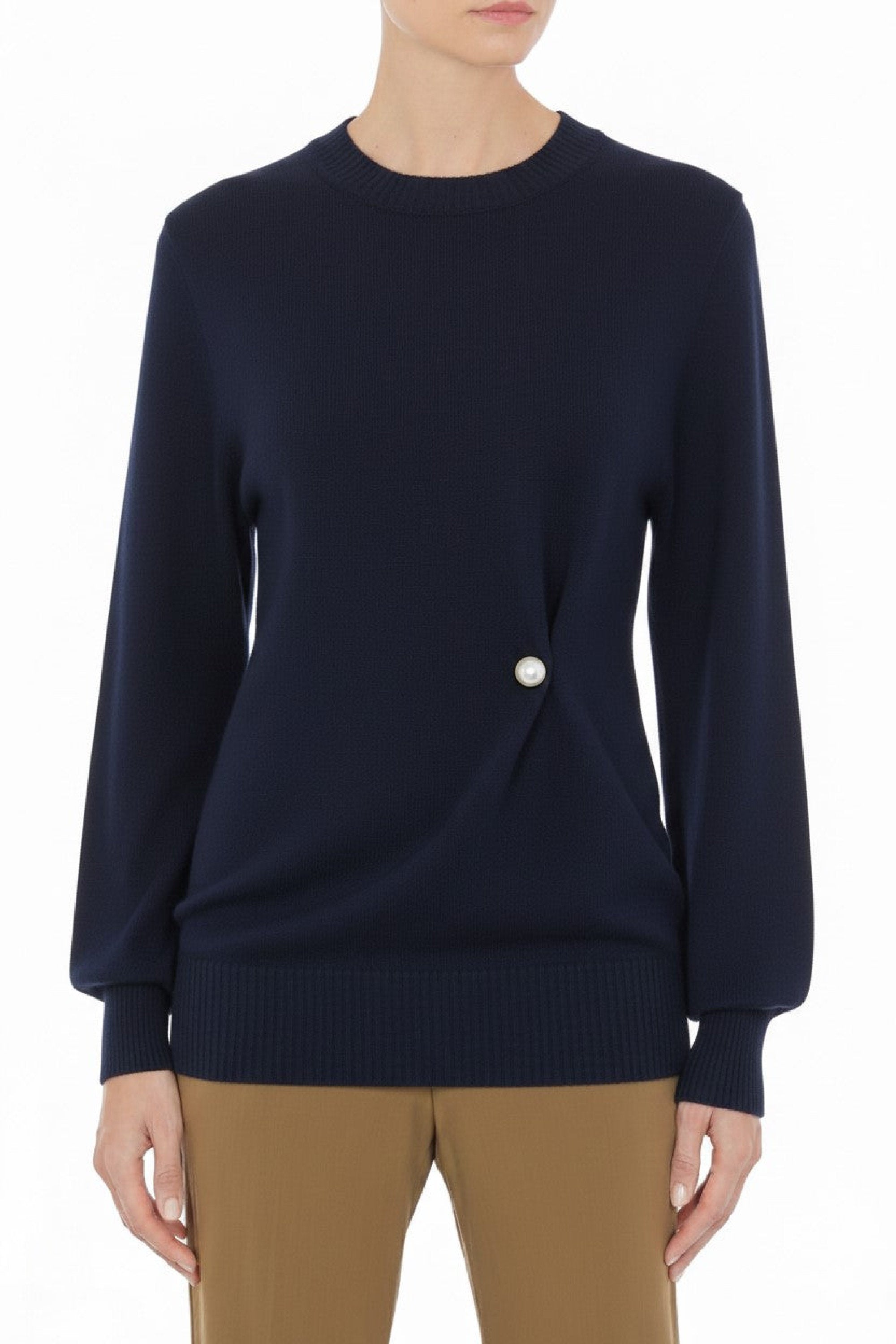 Pull avec détail drapé asymétrique en cachemire - Blue