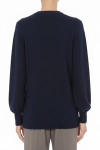 Pull avec détail drapé asymétrique en cachemire - Blue