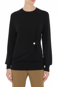 Pull avec détail drapé asymétrique en cachemire - Black