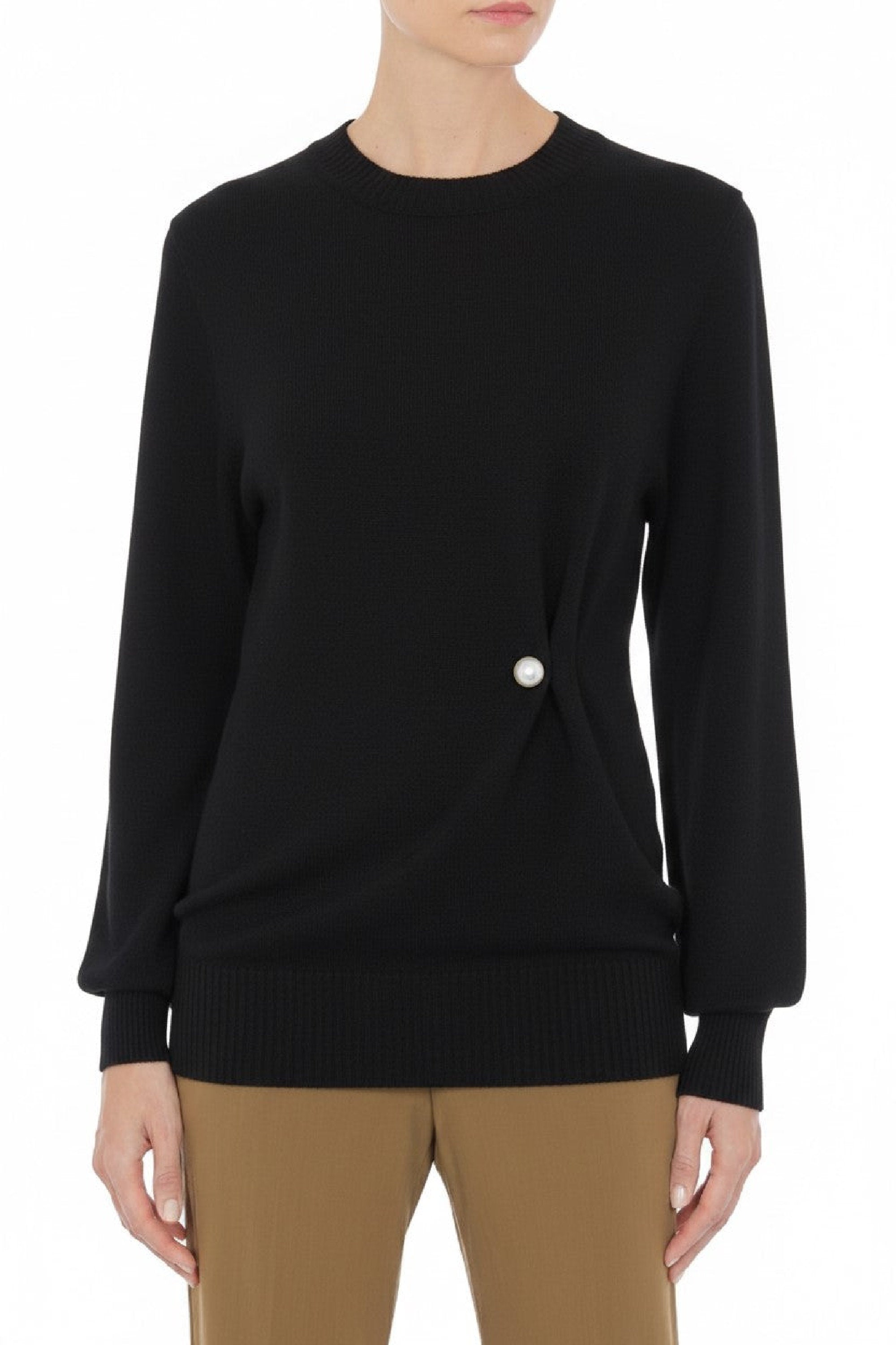 Pull avec détail drapé asymétrique en cachemire - Black