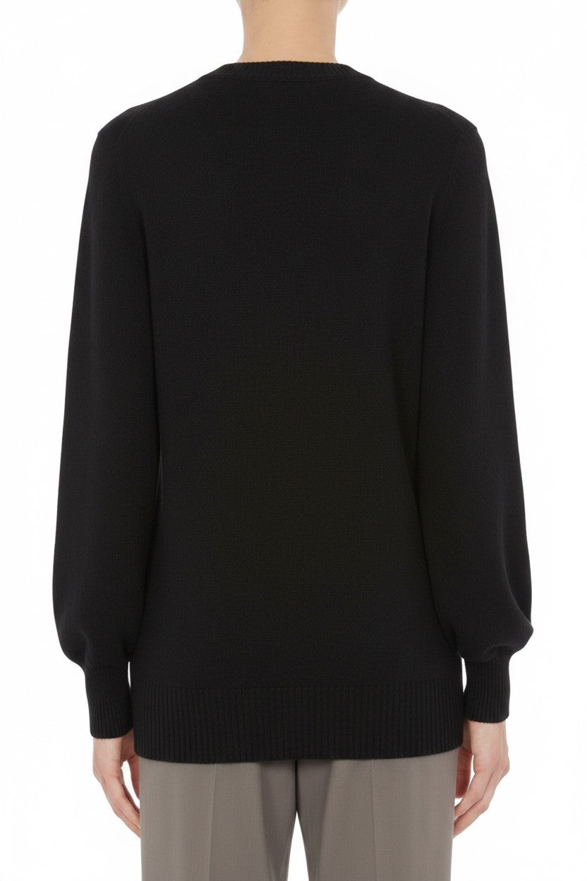 Pull avec détail drapé asymétrique en cachemire - Black