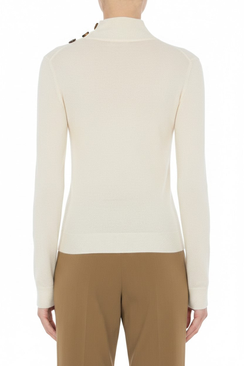 Pull en cachemire à encolure relevée - Ivory