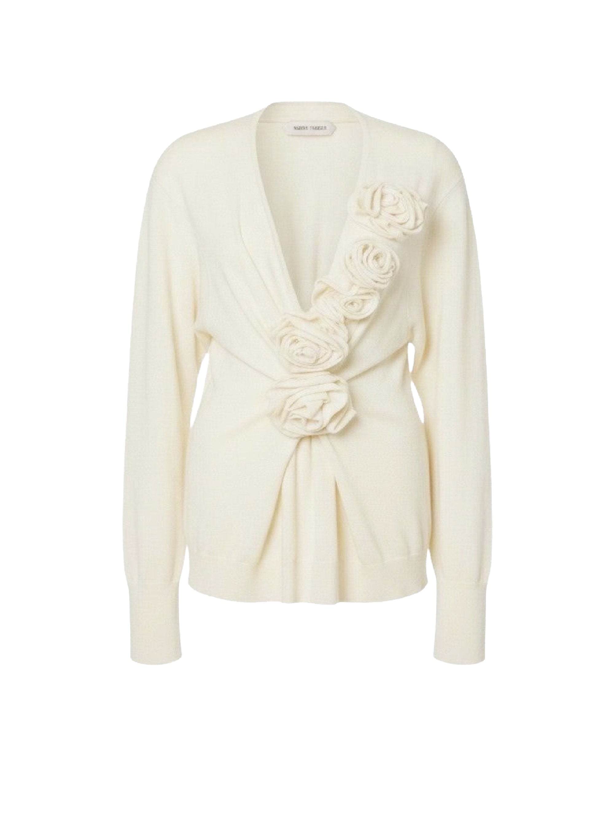Pull en laine avec broderies florales - White